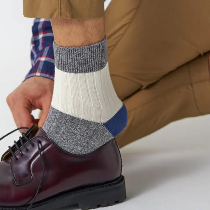 062131154 Bicolour Panel Rib Ankle Socks M