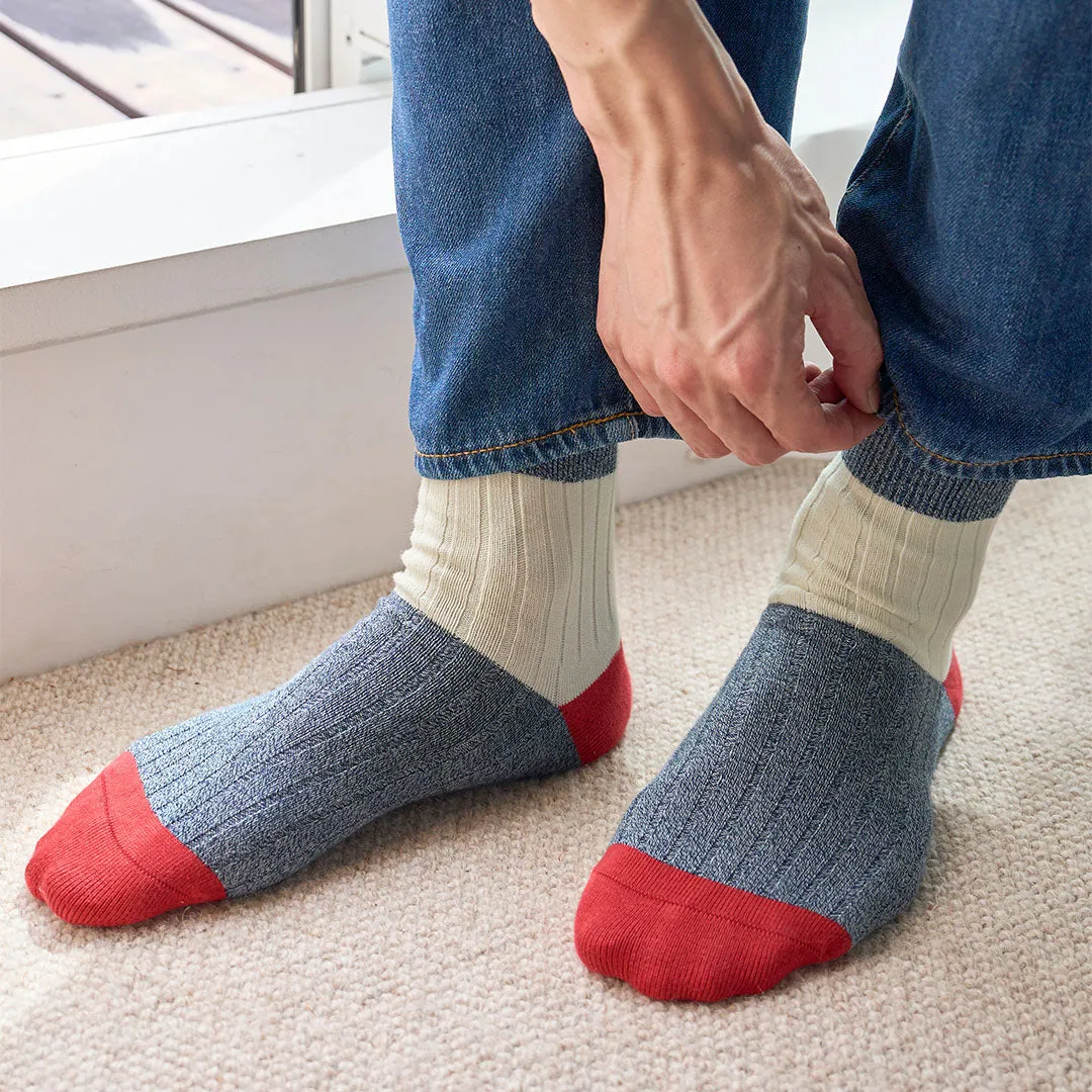 062131154 Bicolour Panel Rib Ankle Socks M