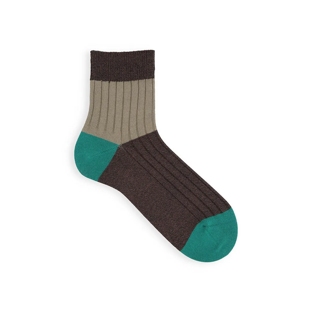 062131154 Bicolour Panel Rib Ankle Socks M