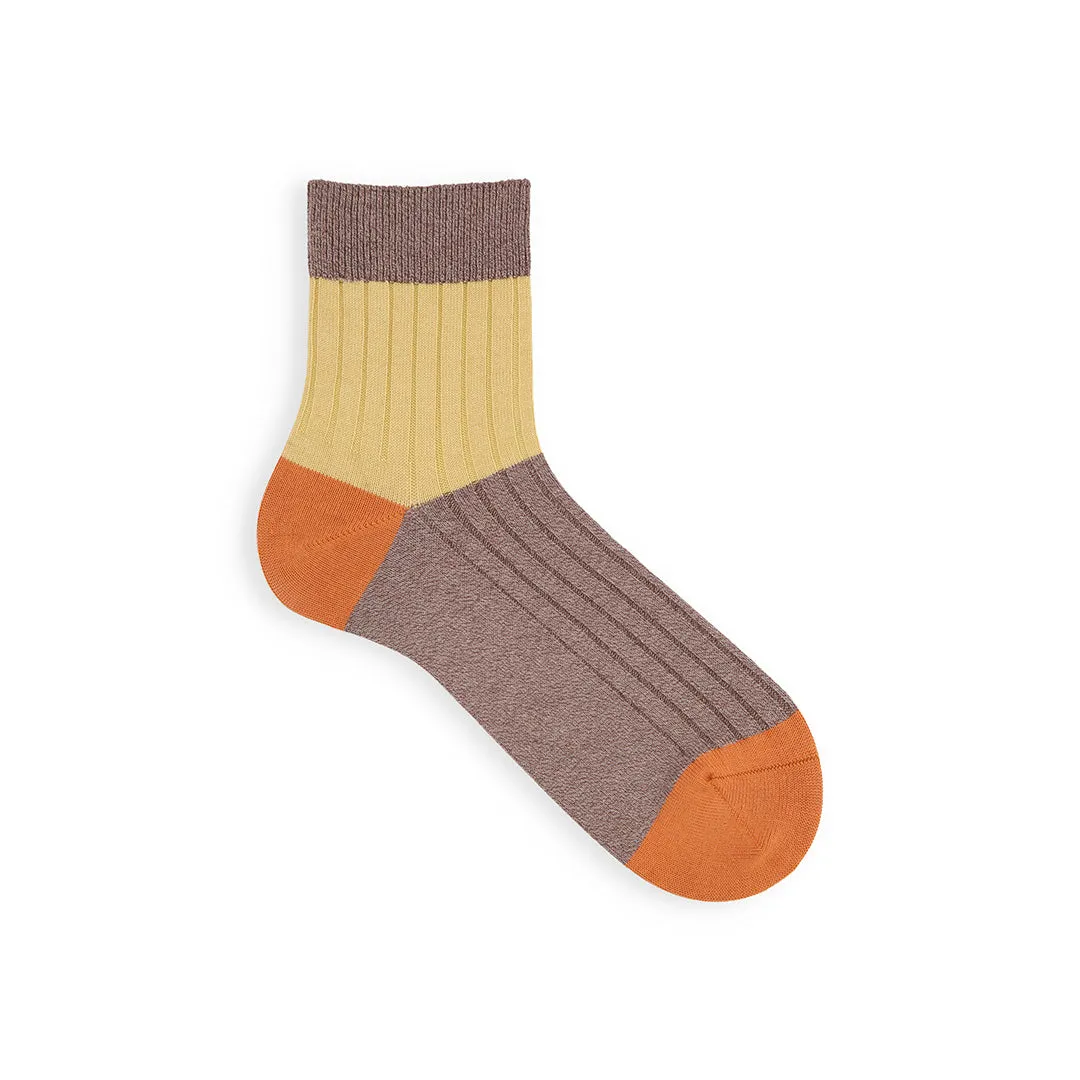 062131154 Bicolour Panel Rib Ankle Socks M