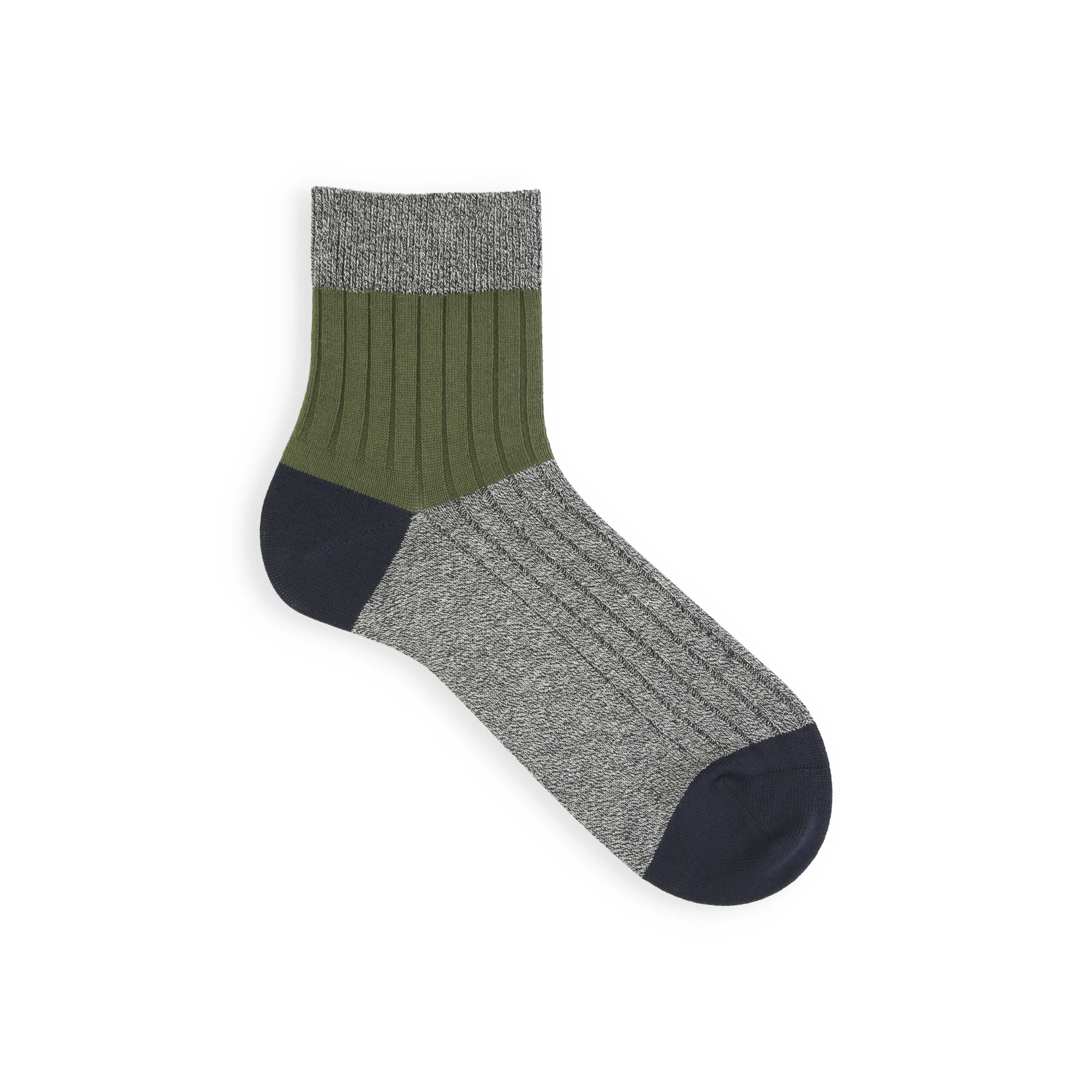 062131154 Bicolour Panel Rib Ankle Socks M