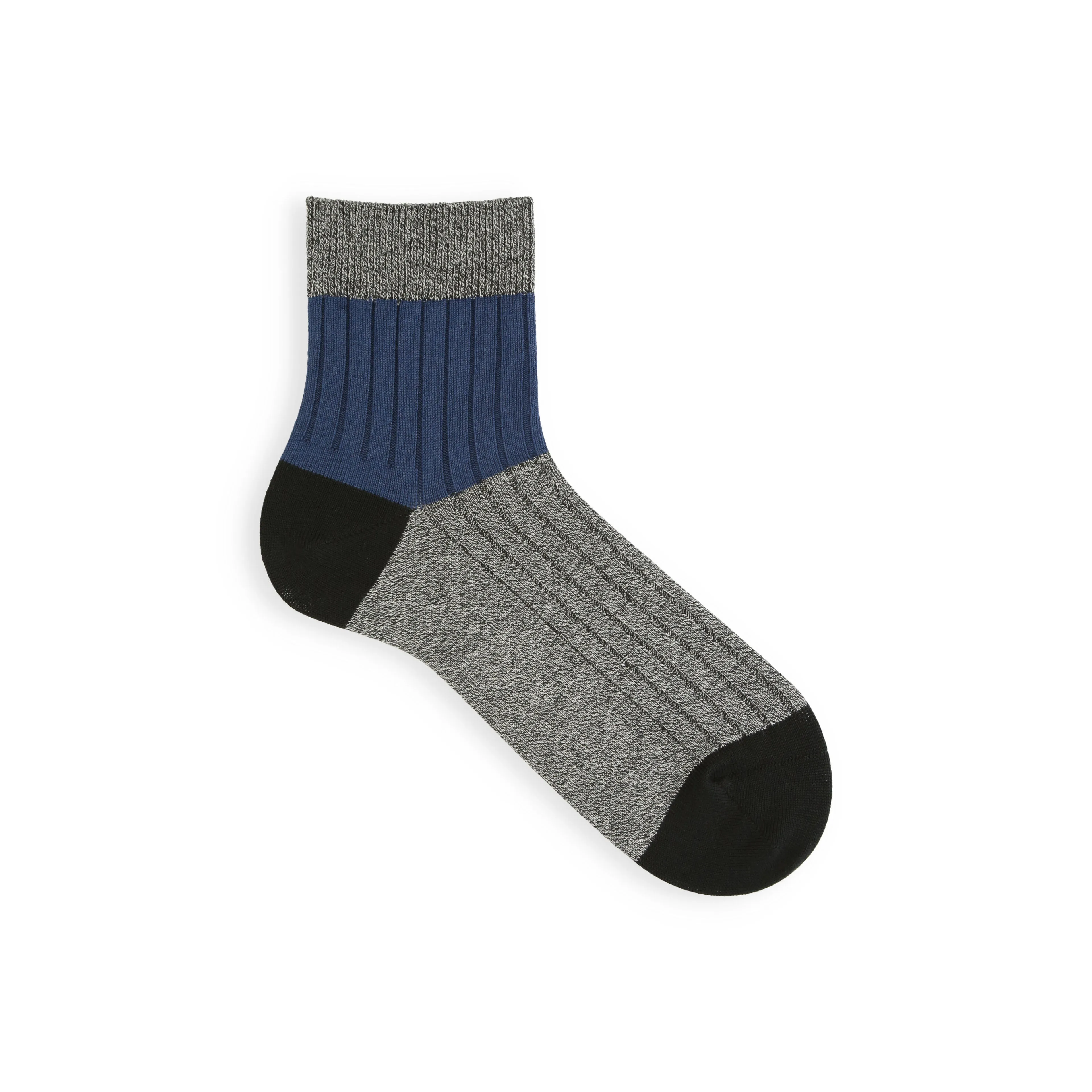 062131154 Bicolour Panel Rib Ankle Socks M