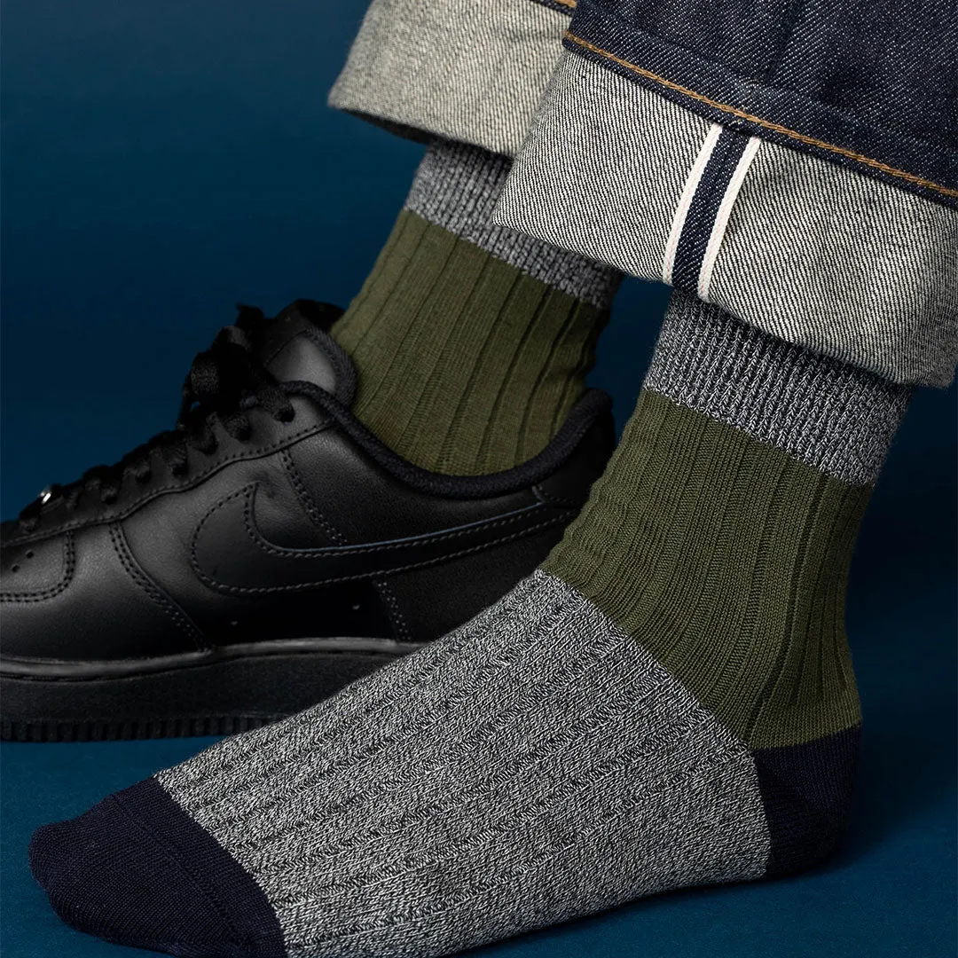 062131154 Bicolour Panel Rib Ankle Socks M