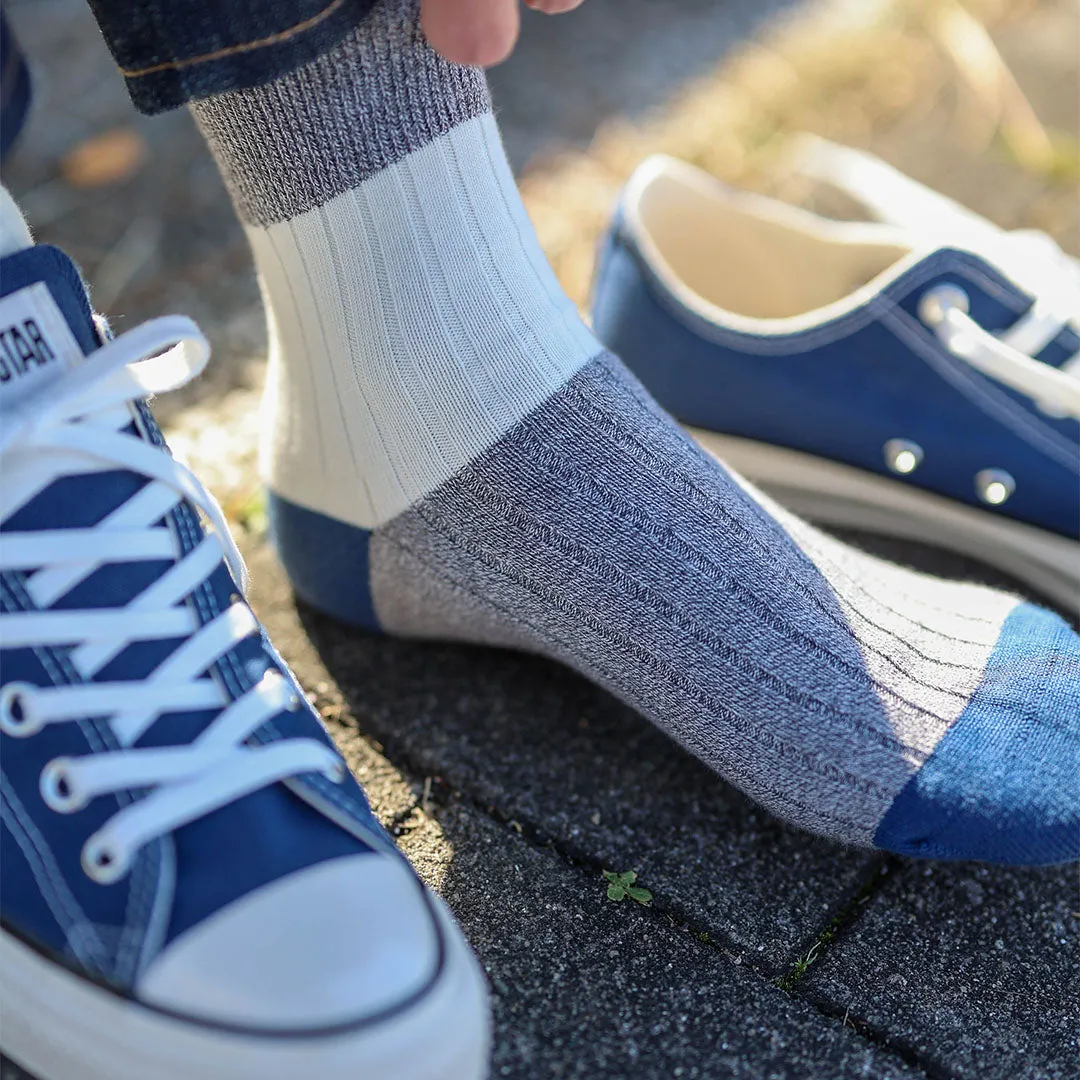 062131154 Bicolour Panel Rib Ankle Socks M