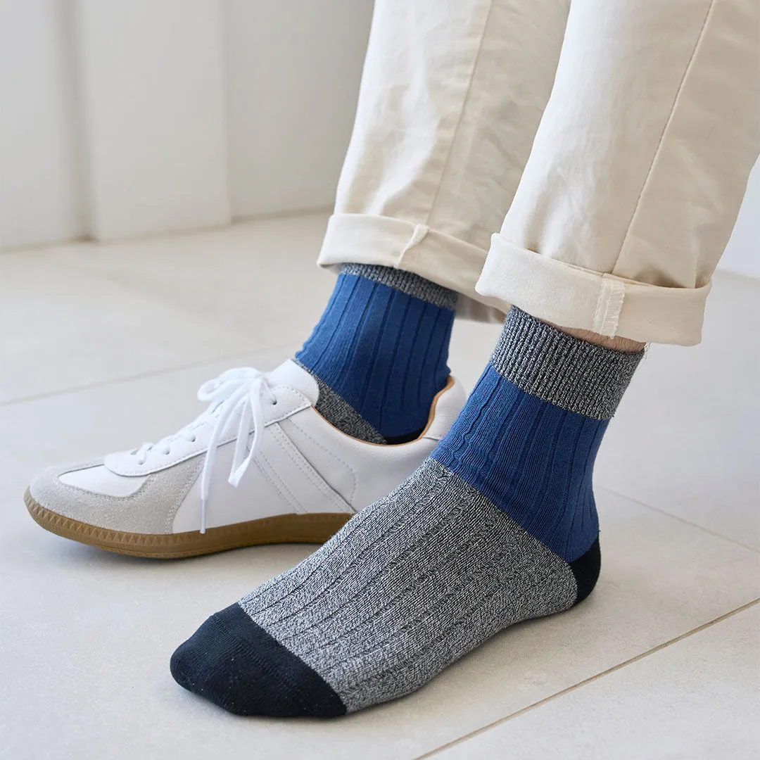 062131154 Bicolour Panel Rib Ankle Socks M