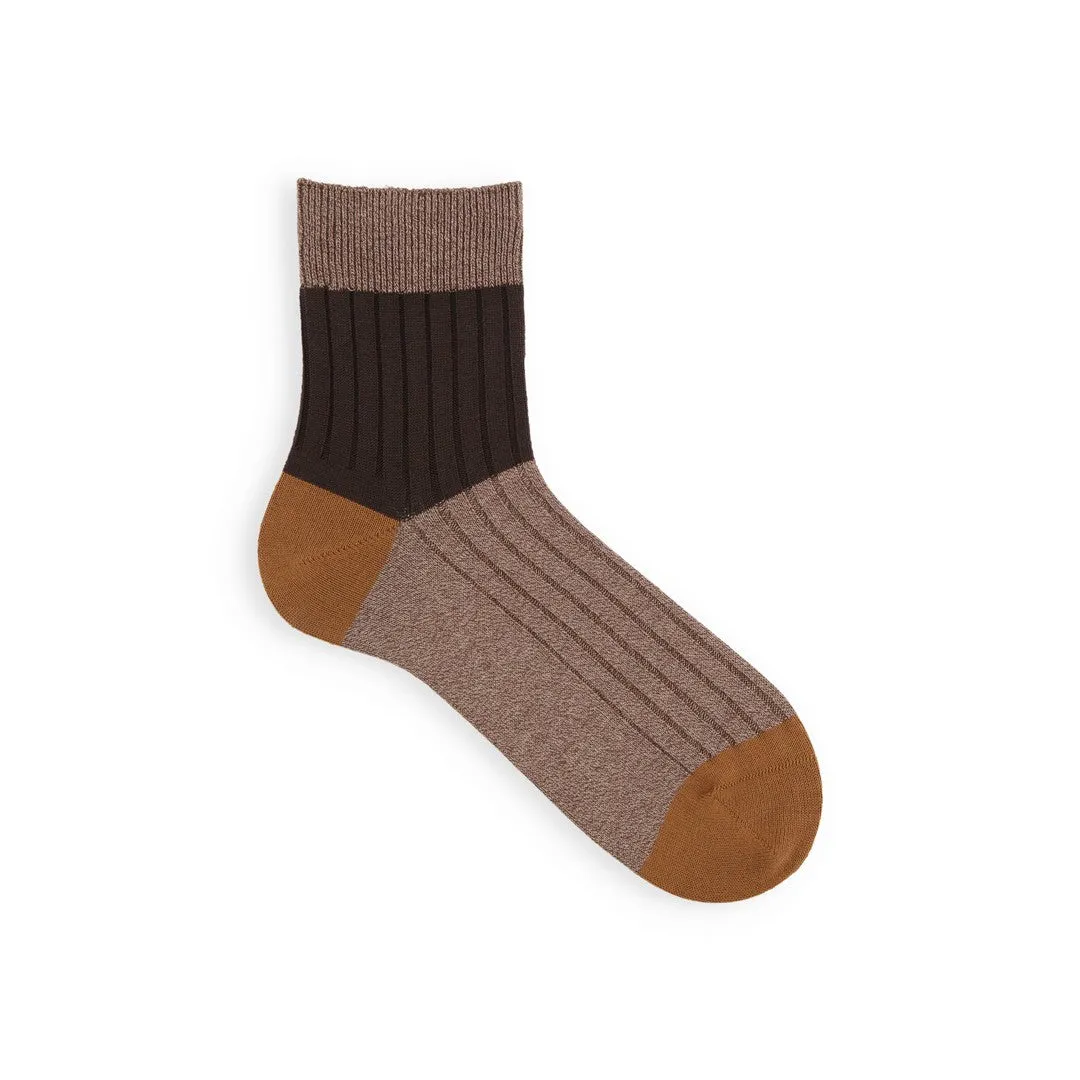 062131154 Bicolour Panel Rib Ankle Socks M