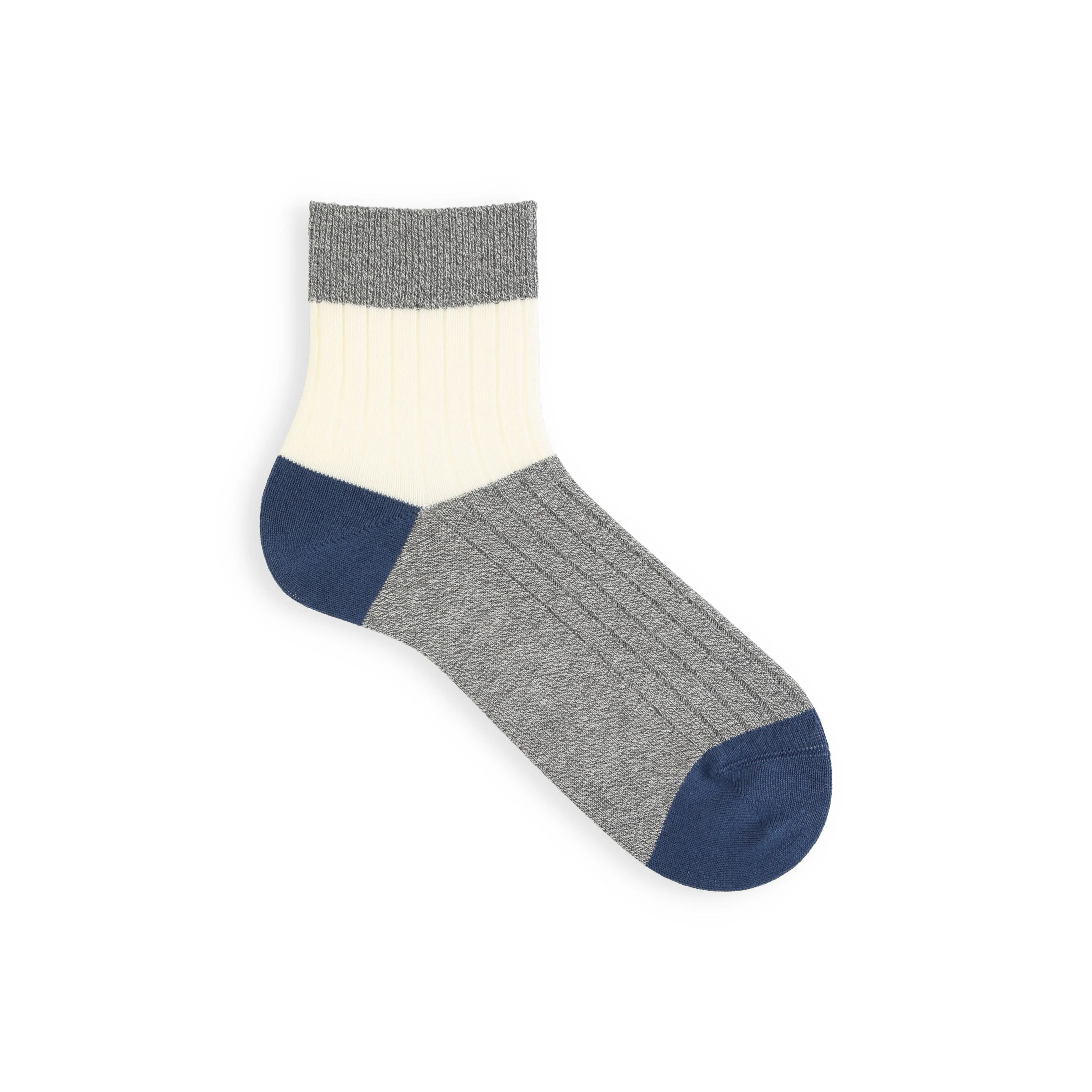 062131154 Bicolour Panel Rib Ankle Socks M