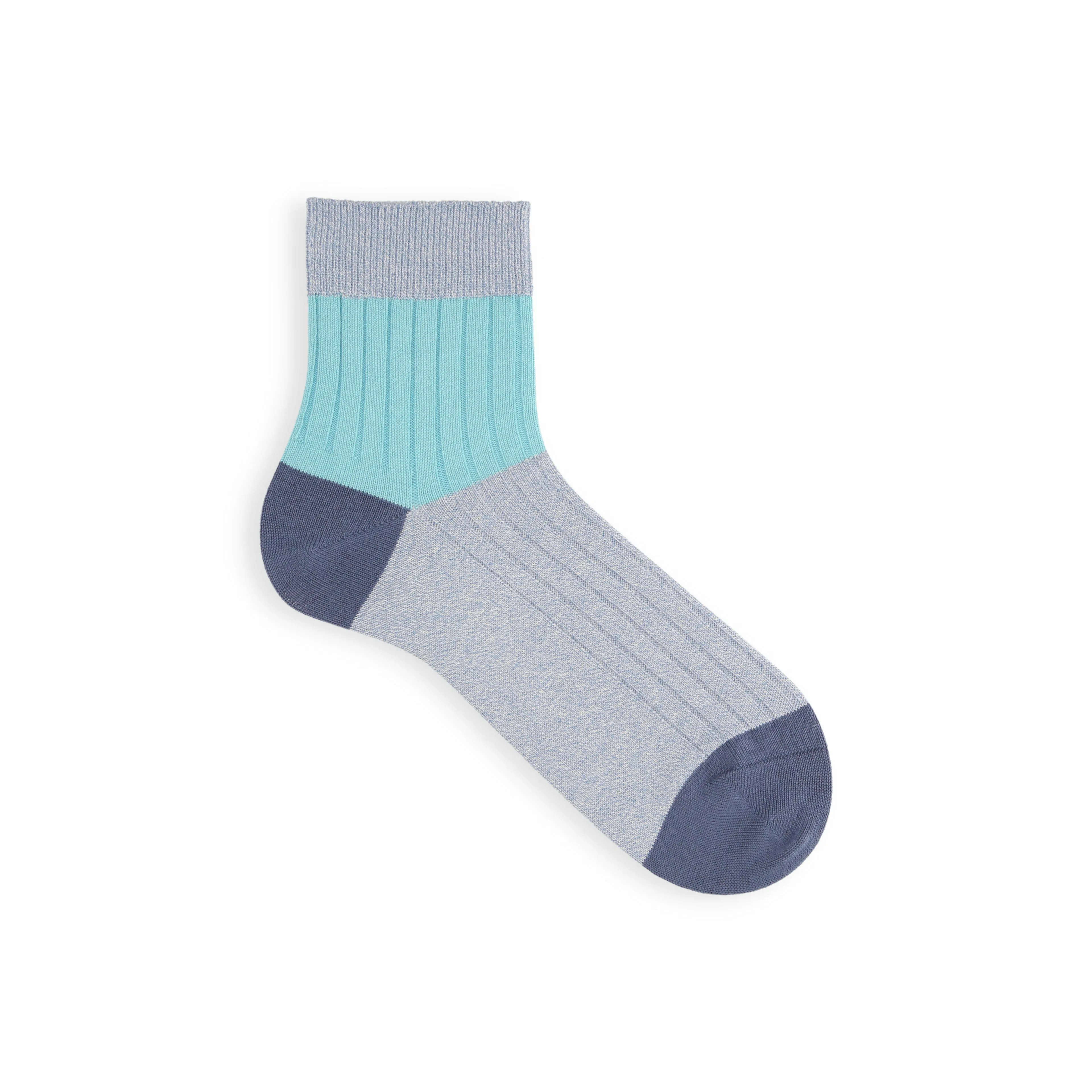 062131154 Bicolour Panel Rib Ankle Socks M