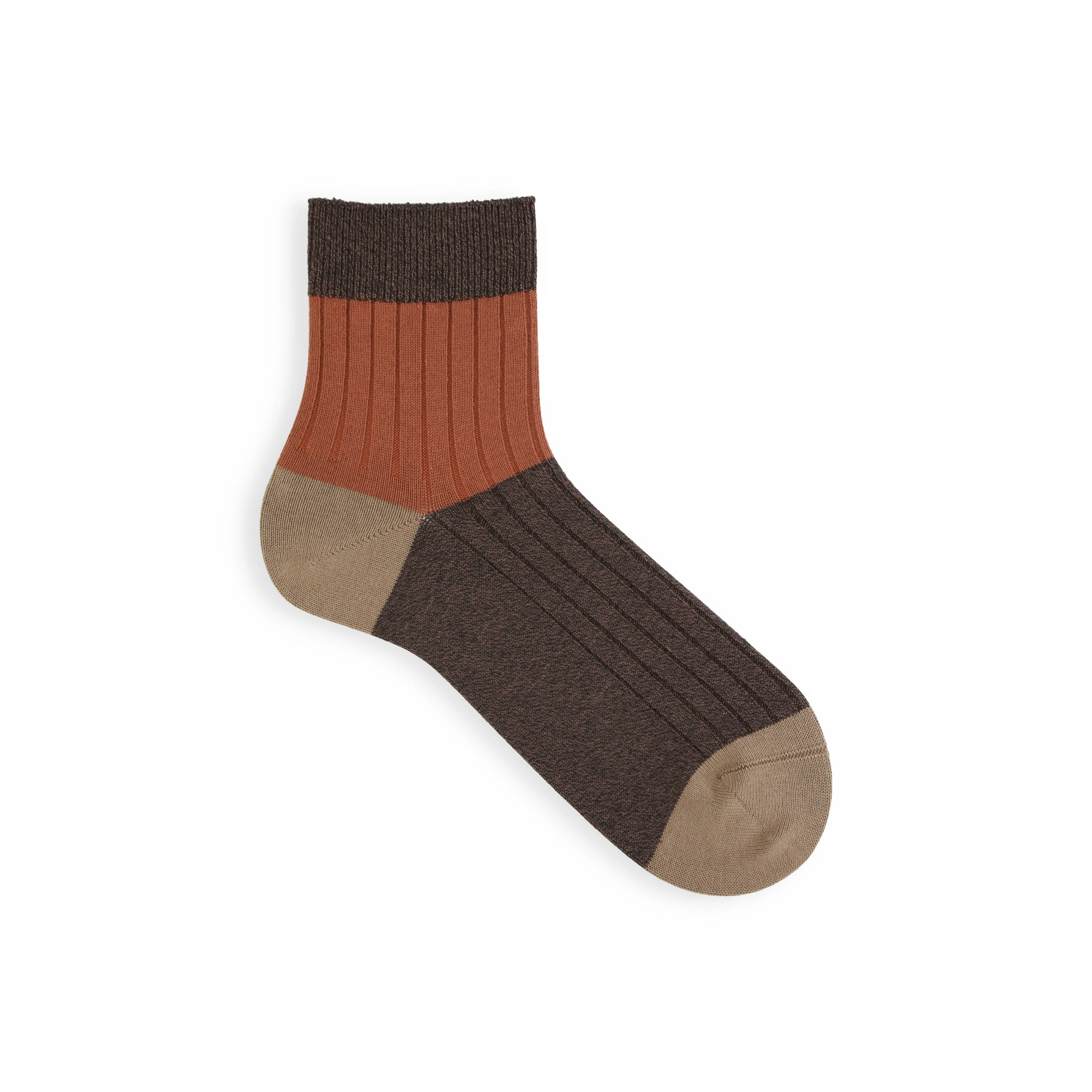 062131154 Bicolour Panel Rib Ankle Socks M