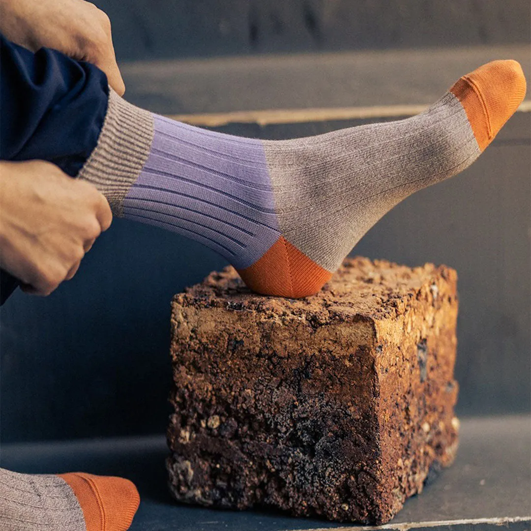 062131154 Bicolour Panel Rib Ankle Socks M
