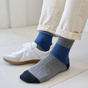 062131154 Bicolour Panel Rib Ankle Socks M