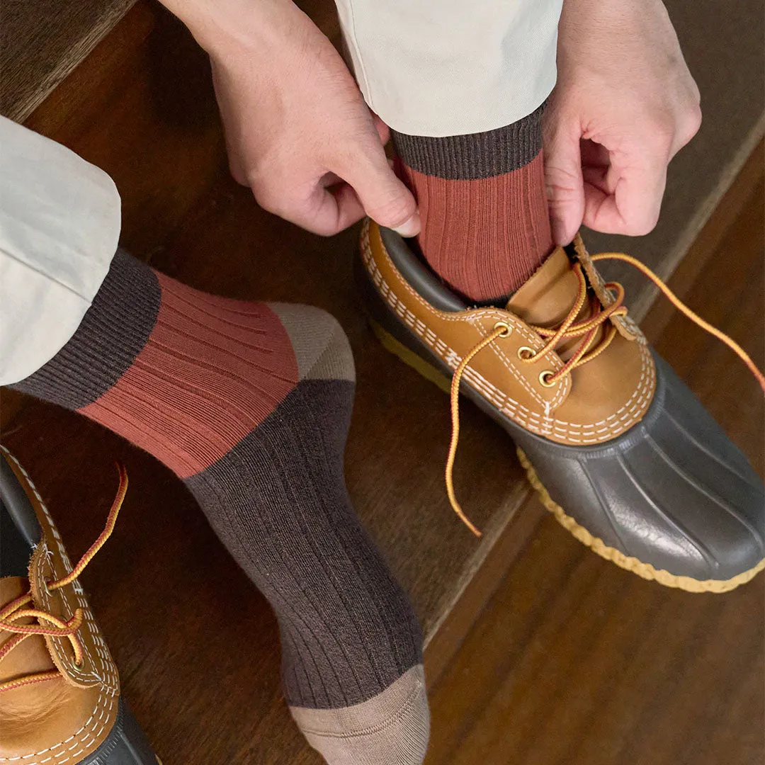 062131154 Bicolour Panel Rib Ankle Socks M