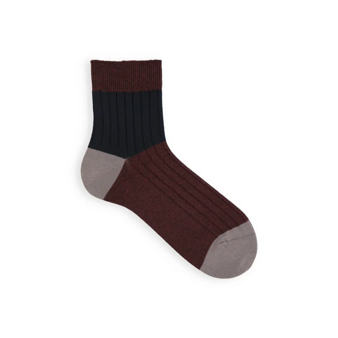 062131154 Bicolour Panel Rib Ankle Socks M