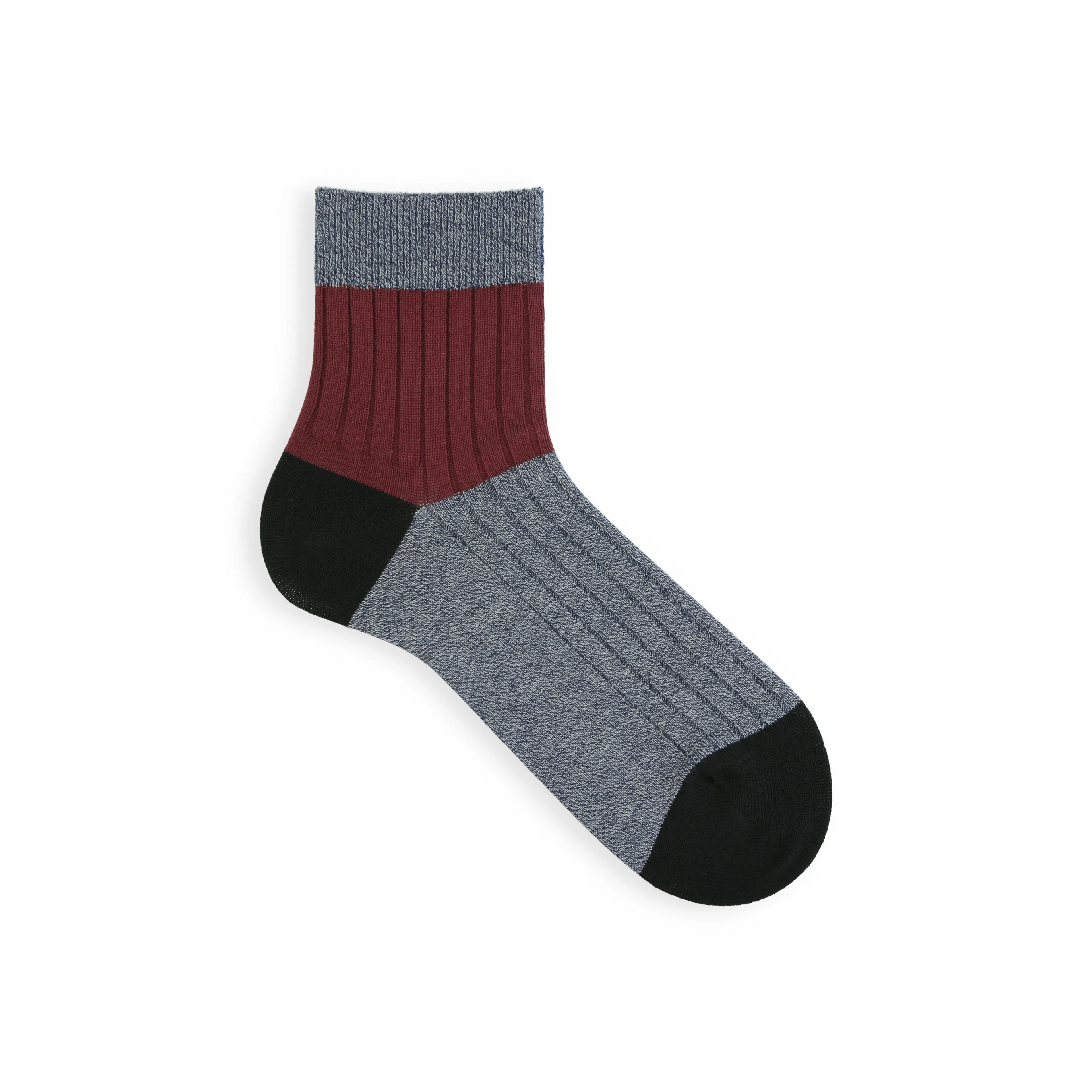 062131154 Bicolour Panel Rib Ankle Socks M