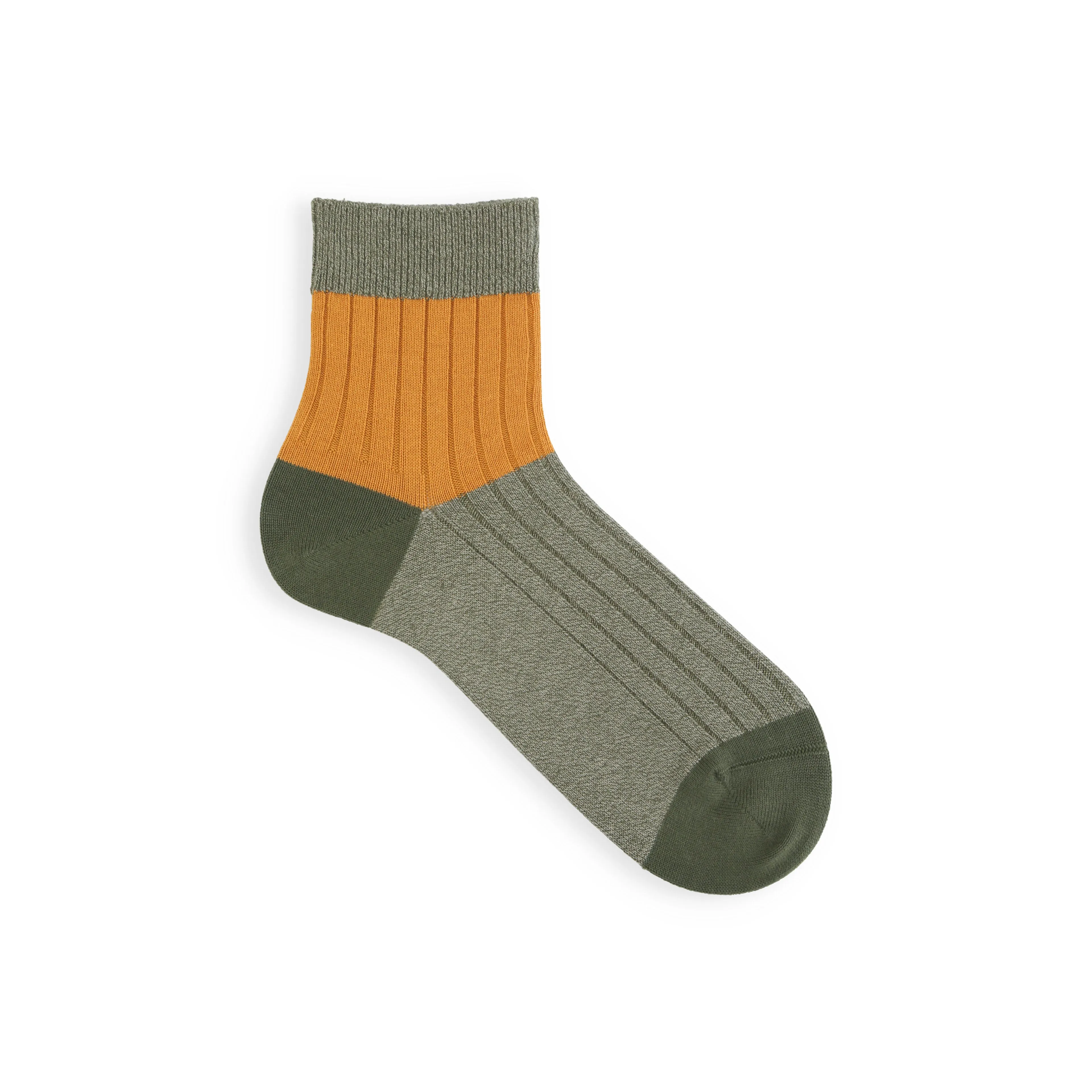 062131154 Bicolour Panel Rib Ankle Socks M