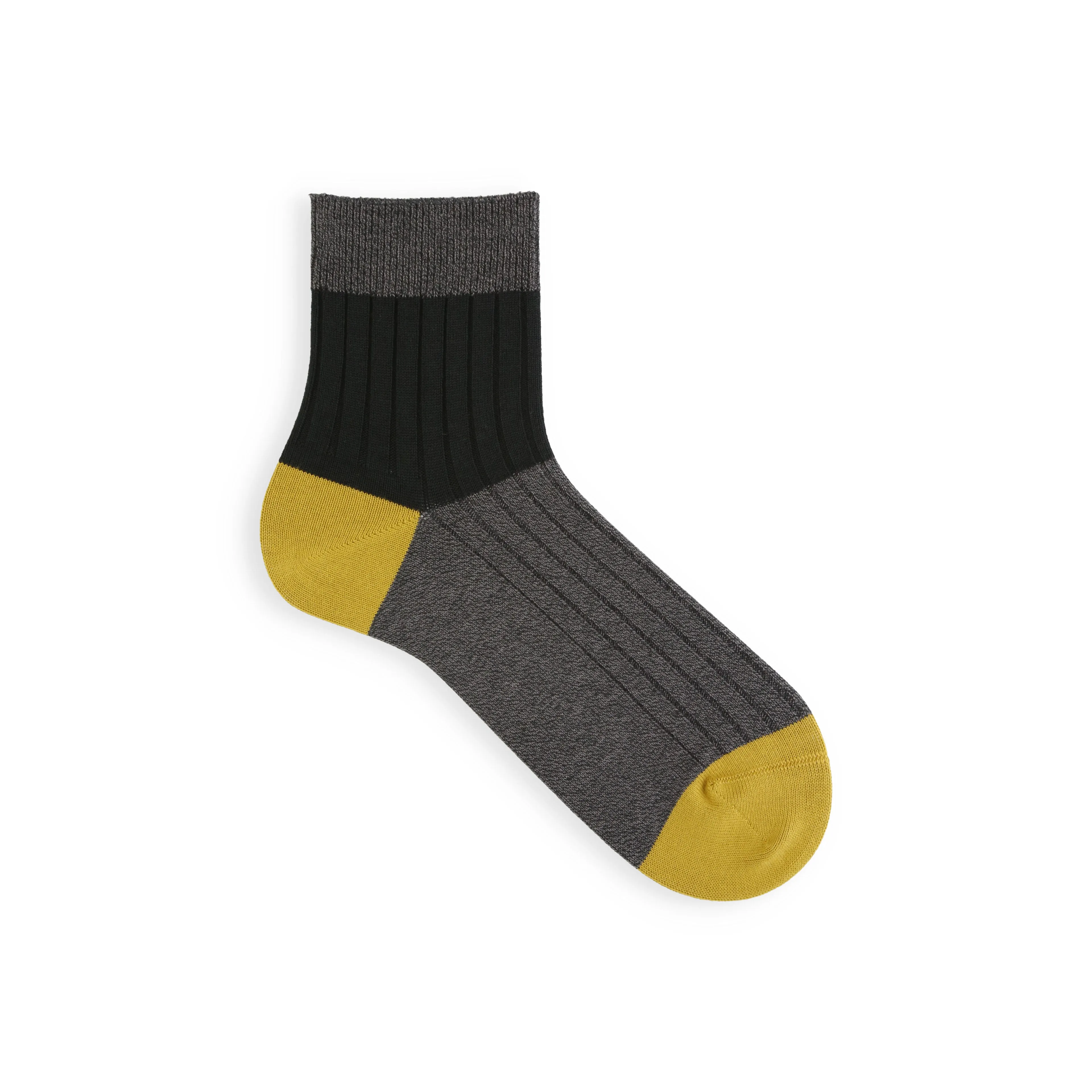 062131154 Bicolour Panel Rib Ankle Socks M