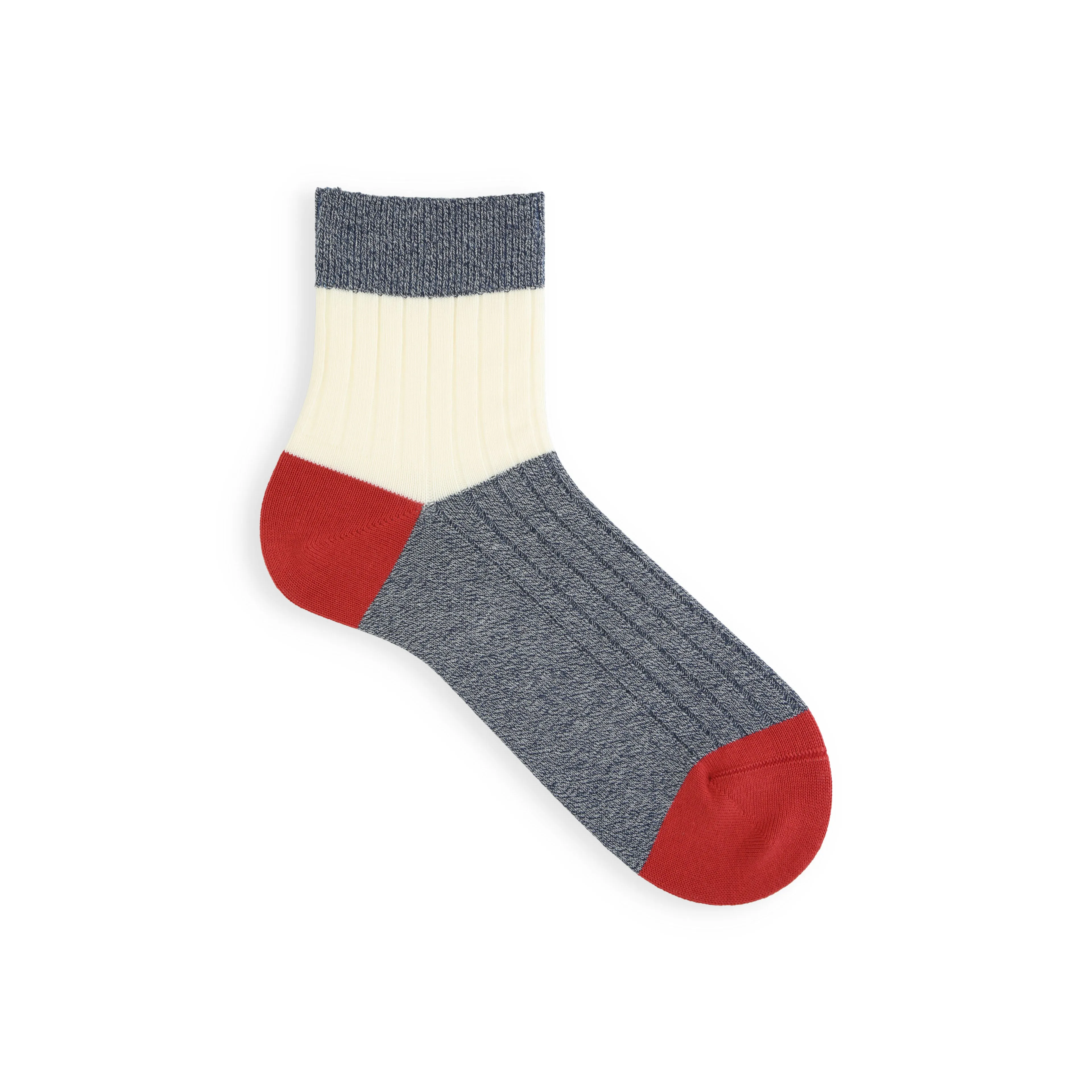 062131154 Bicolour Panel Rib Ankle Socks M