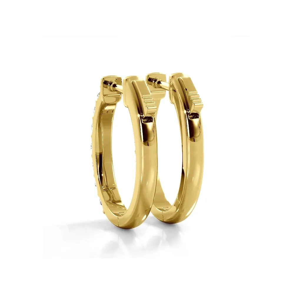 1.0 ctw. Diamond Hoop Earrings Classic Shared Prong Design