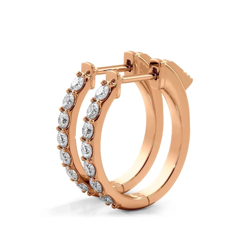 1.0 ctw. Diamond Hoop Earrings Classic Shared Prong Design
