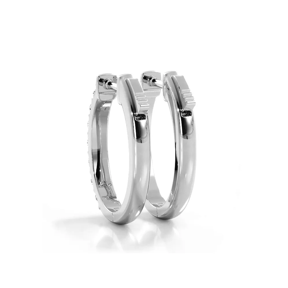 1.0 ctw. Diamond Hoop Earrings Classic Shared Prong Design