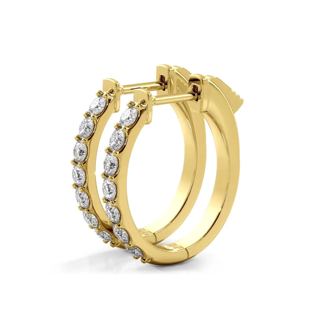 1.0 ctw. Diamond Hoop Earrings Classic Shared Prong Design