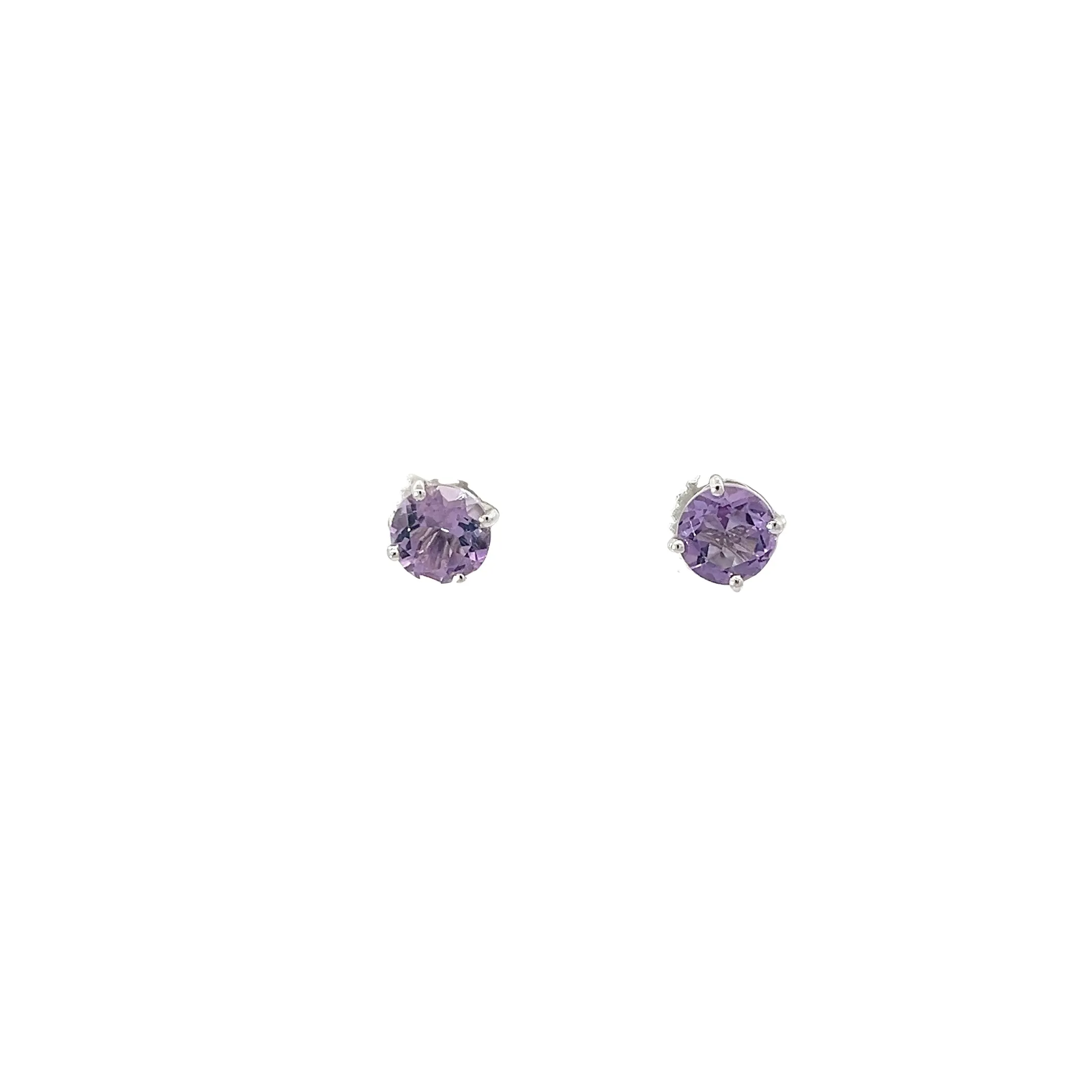 14k White Gold 2.00ct Round Amethyst Stud Earrings