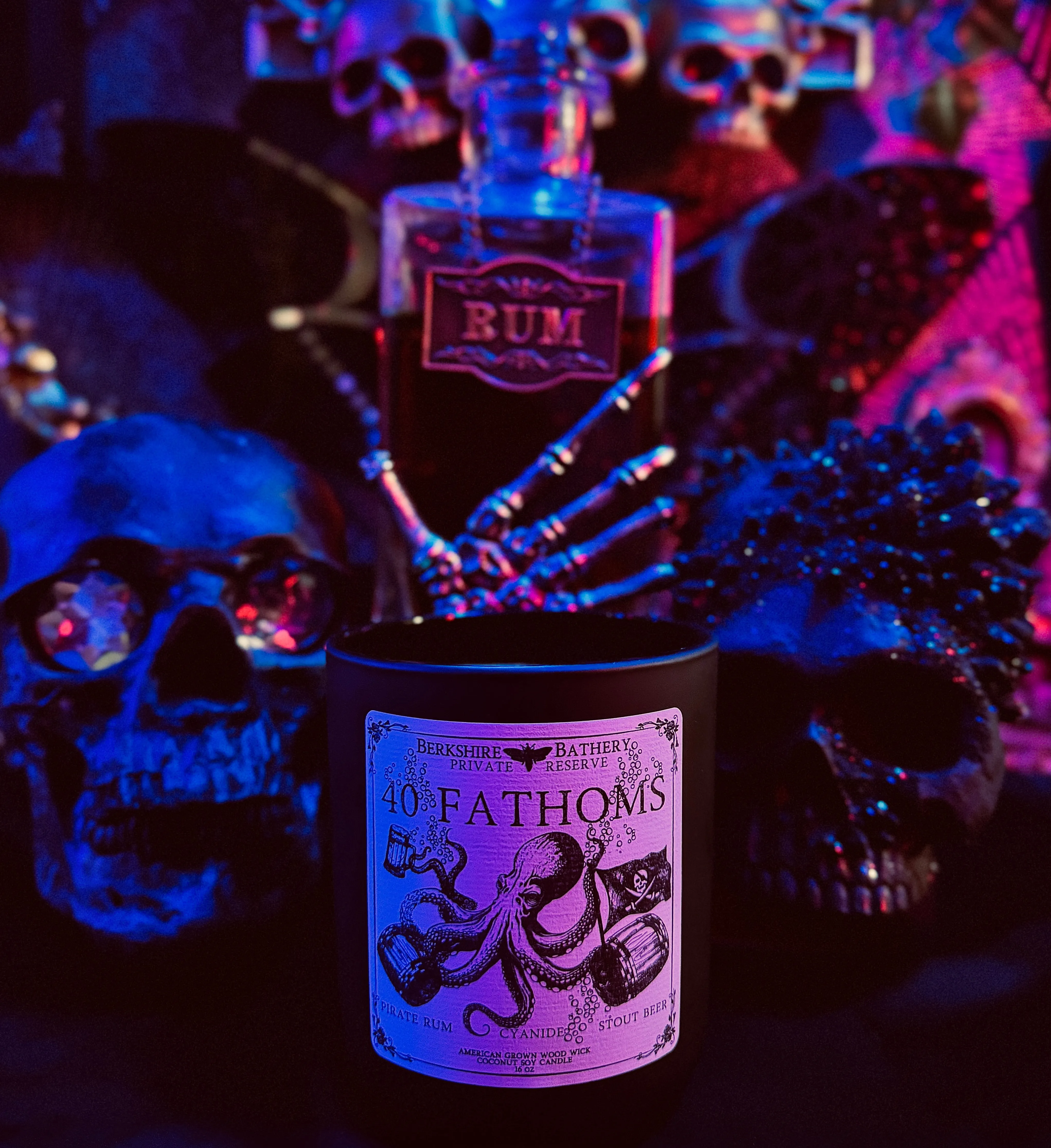 40 Fathoms | Booze   Cyanide   Woods - 16oz Wood Wick Candle