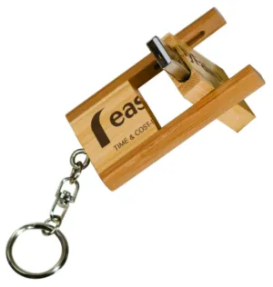 8GB Flip-Style Bamboo USB Flash Drive with Keychain