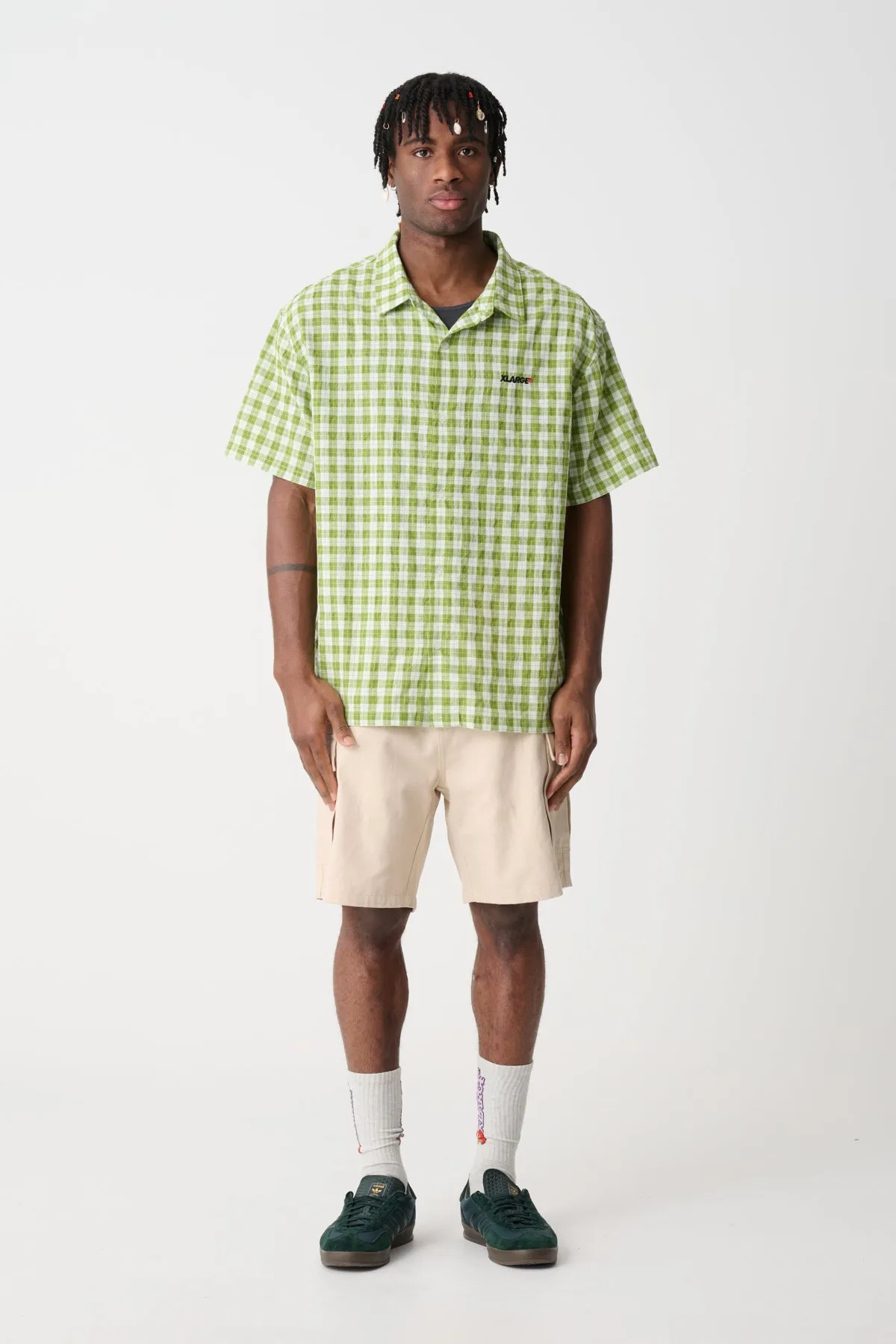 91 Oxford SS Shirt - Green Check Oxford