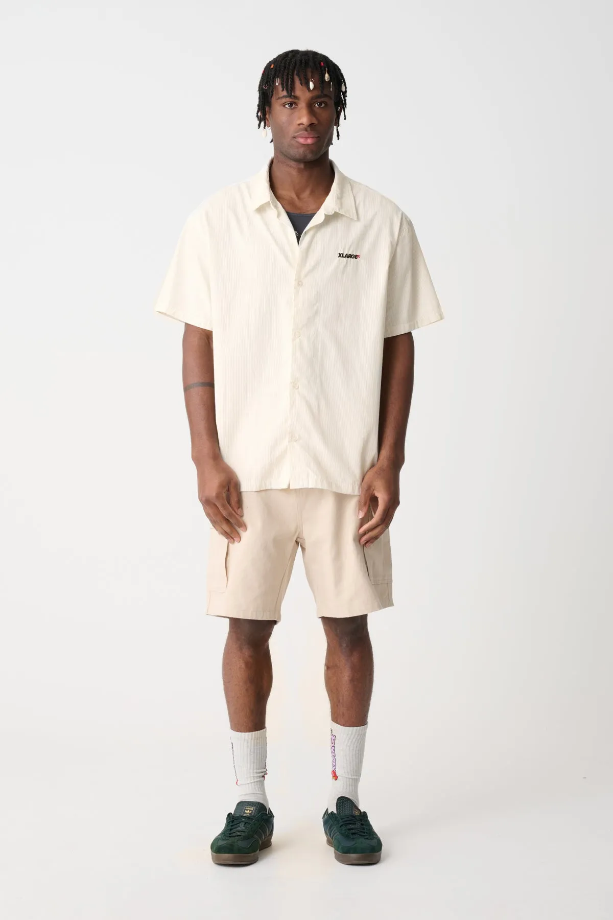 91 Oxford SS Shirt - Tan Stripe Oxford