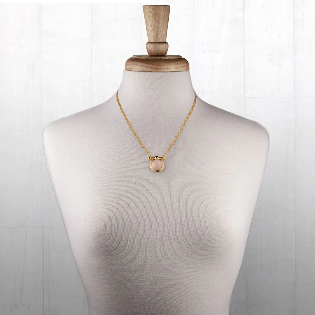 Adele Equestrian Horse Bit Earring Rose Quartz & 14K Gold Vermeil