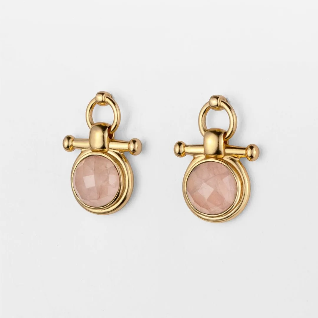 Adele Equestrian Horse Bit Earring Rose Quartz & 14K Gold Vermeil