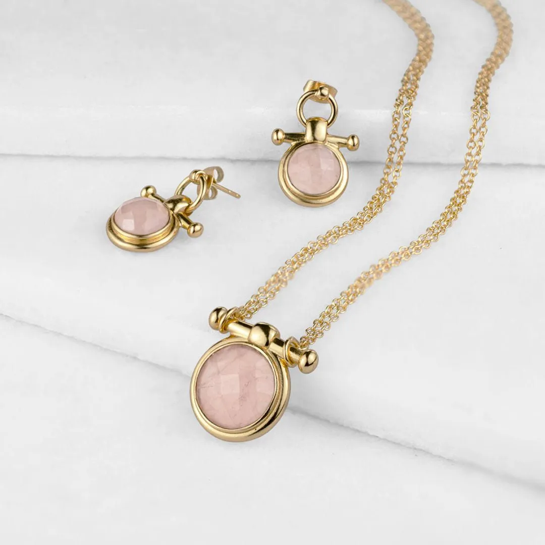 Adele Equestrian Horse Bit Earring Rose Quartz & 14K Gold Vermeil