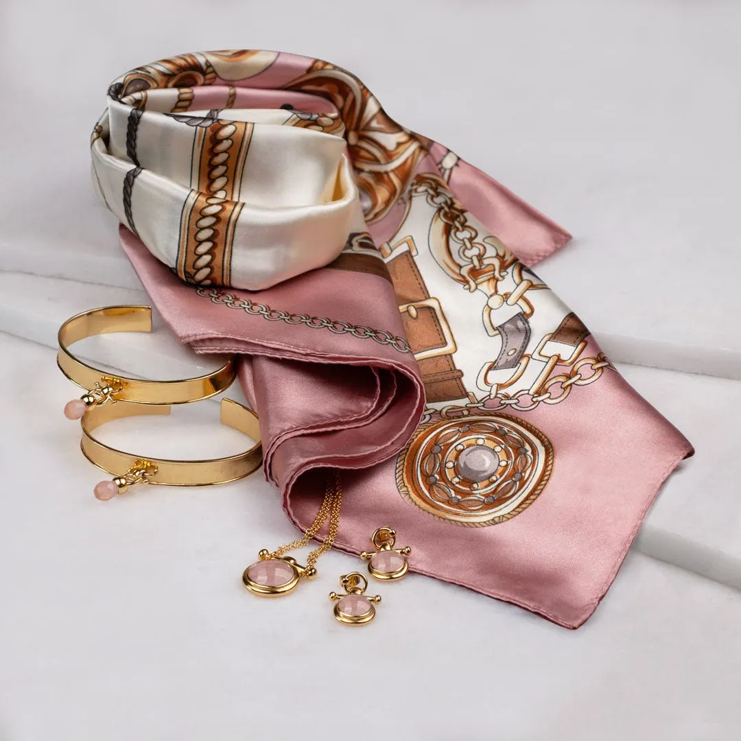 Adele Equestrian Horse Bit Earring Rose Quartz & 14K Gold Vermeil