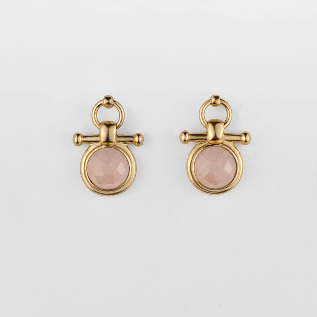 Adele Equestrian Horse Bit Earring Rose Quartz & 14K Gold Vermeil