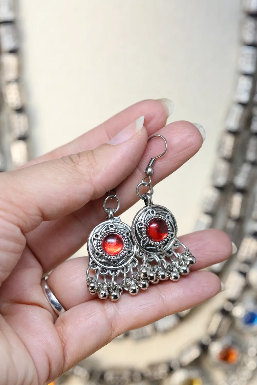 Aira Heritage German Silver HandPainted Statement MultiStone Necklace