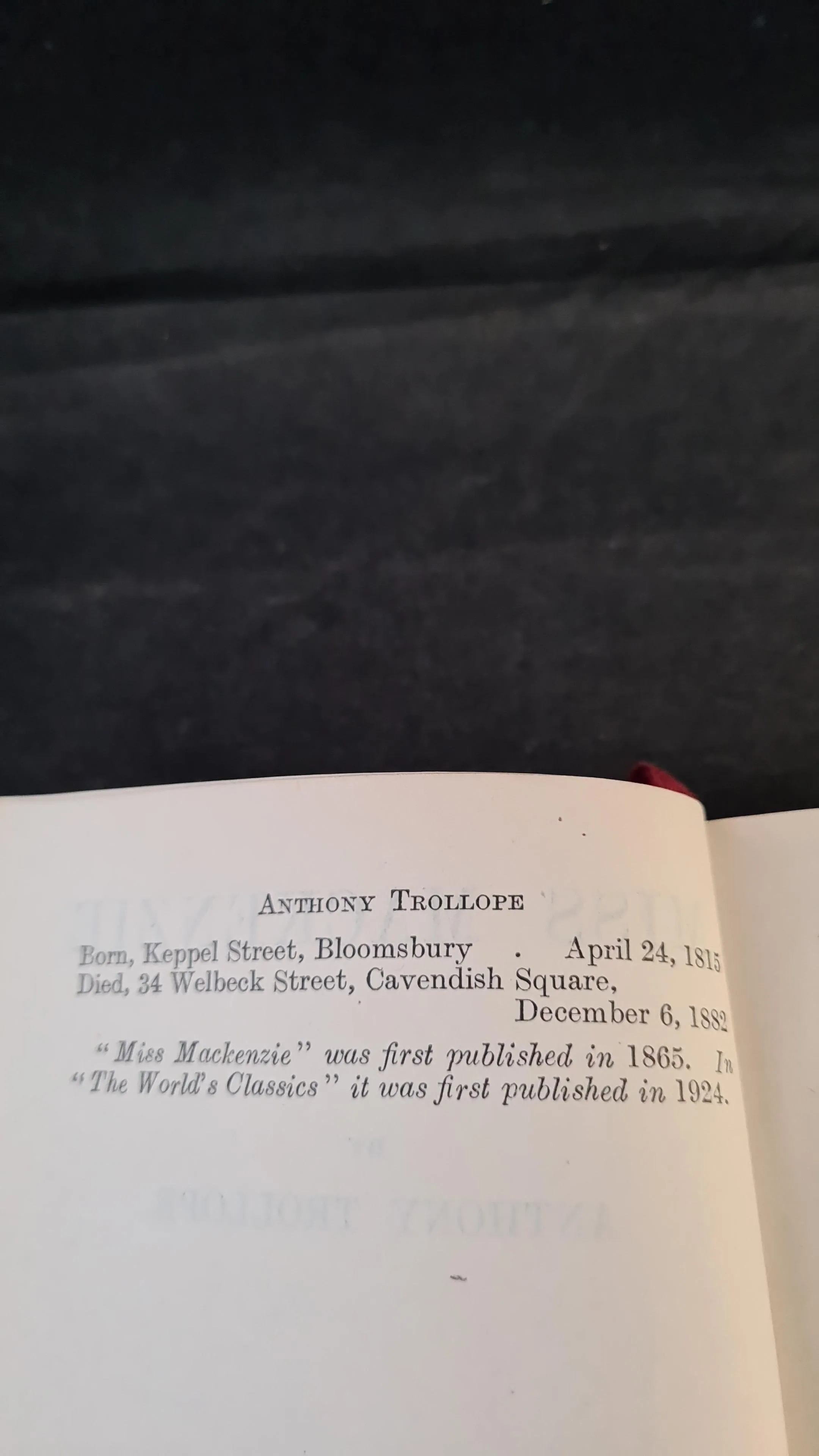 Anthony Trollope - Miss Mackenzie, Oxford University Press, 1924
