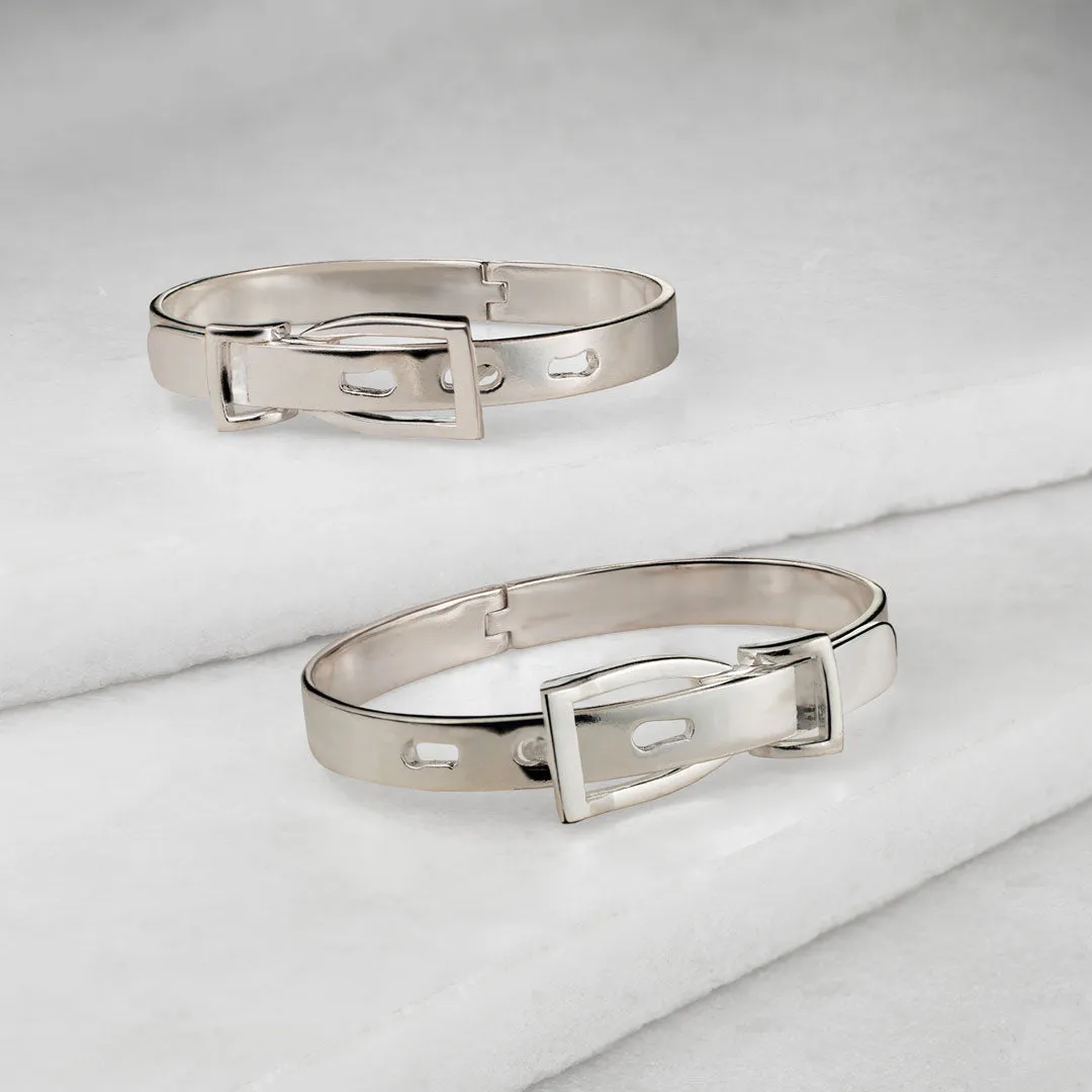 Ashton - English Stirrup Lock Sterling Silver and Brass Buckle Bracelet