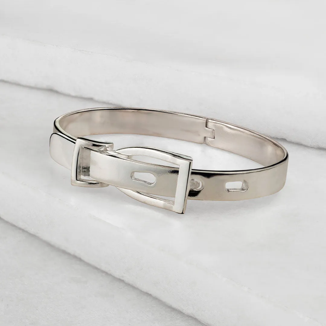 Ashton - English Stirrup Lock Sterling Silver and Brass Buckle Bracelet