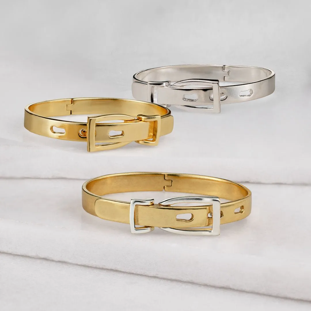 Ashton - English Stirrup Lock Sterling Silver and Brass Buckle Bracelet