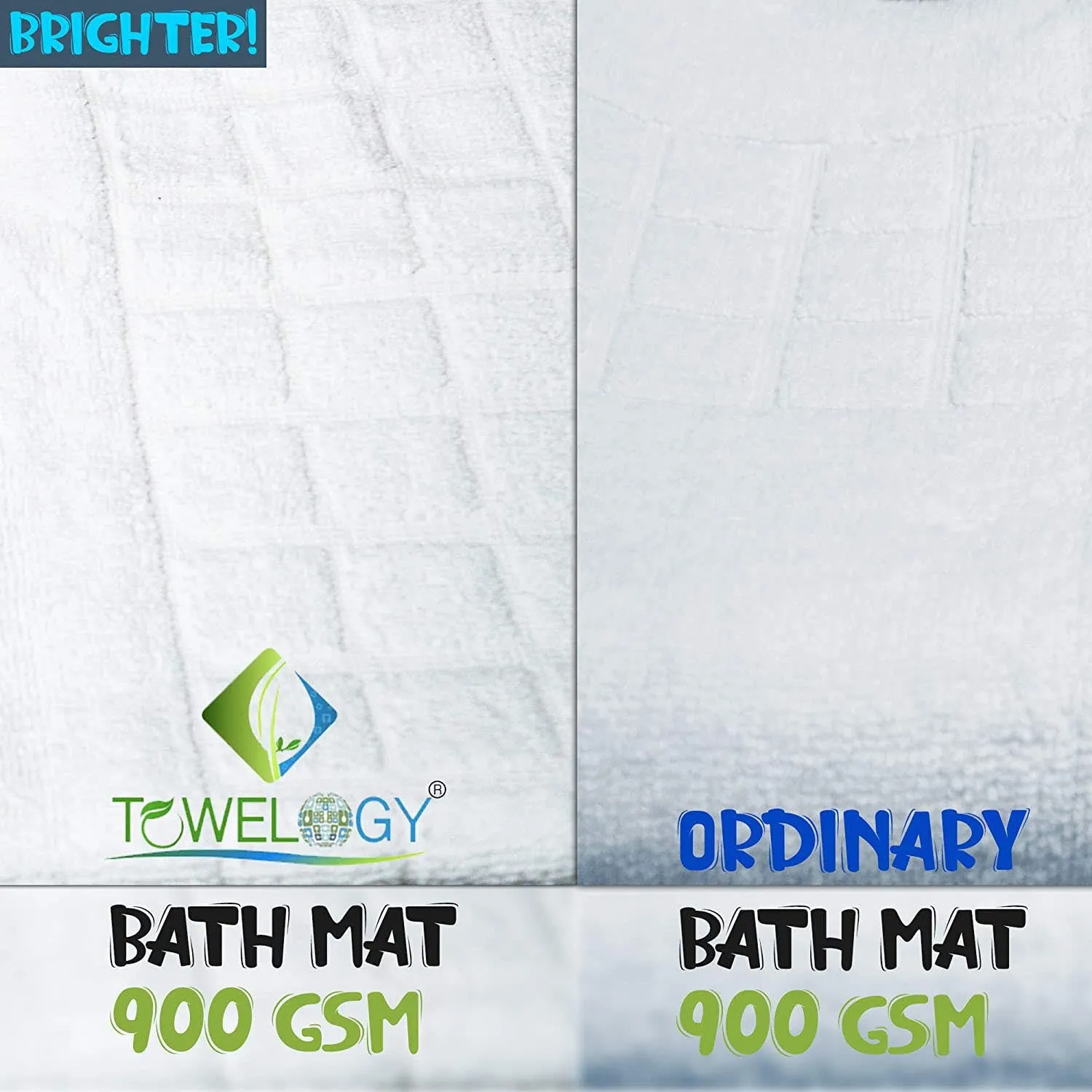 Athens Luxury Checkerboard Cotton Bathroom Mat – 900 GSM Heavy Duty