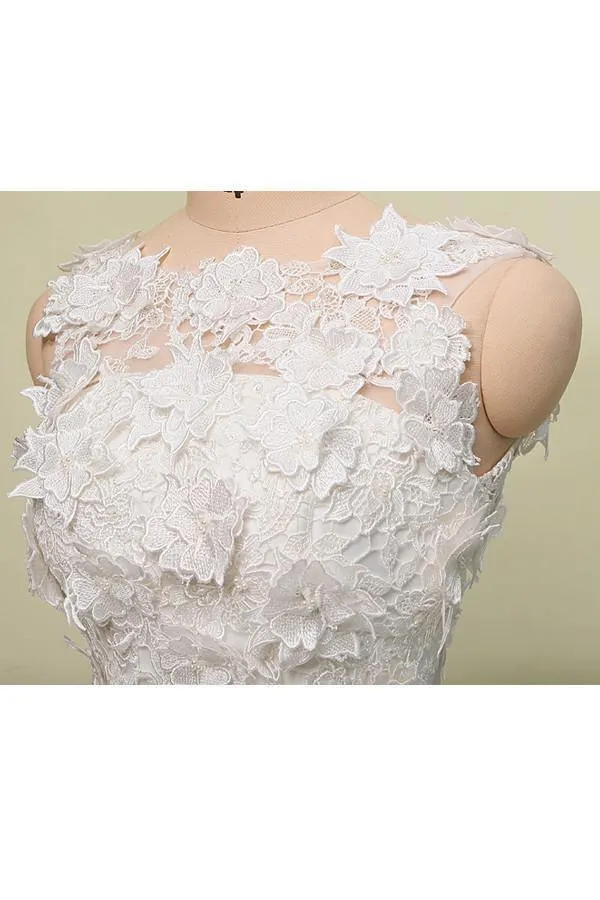 Ball Gown Jewel Knee Length Lace Organza Homecoming Dress With Layers TR0137