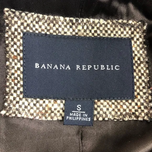 Banana Republic Blazer Tweed Jacket Career Tan S