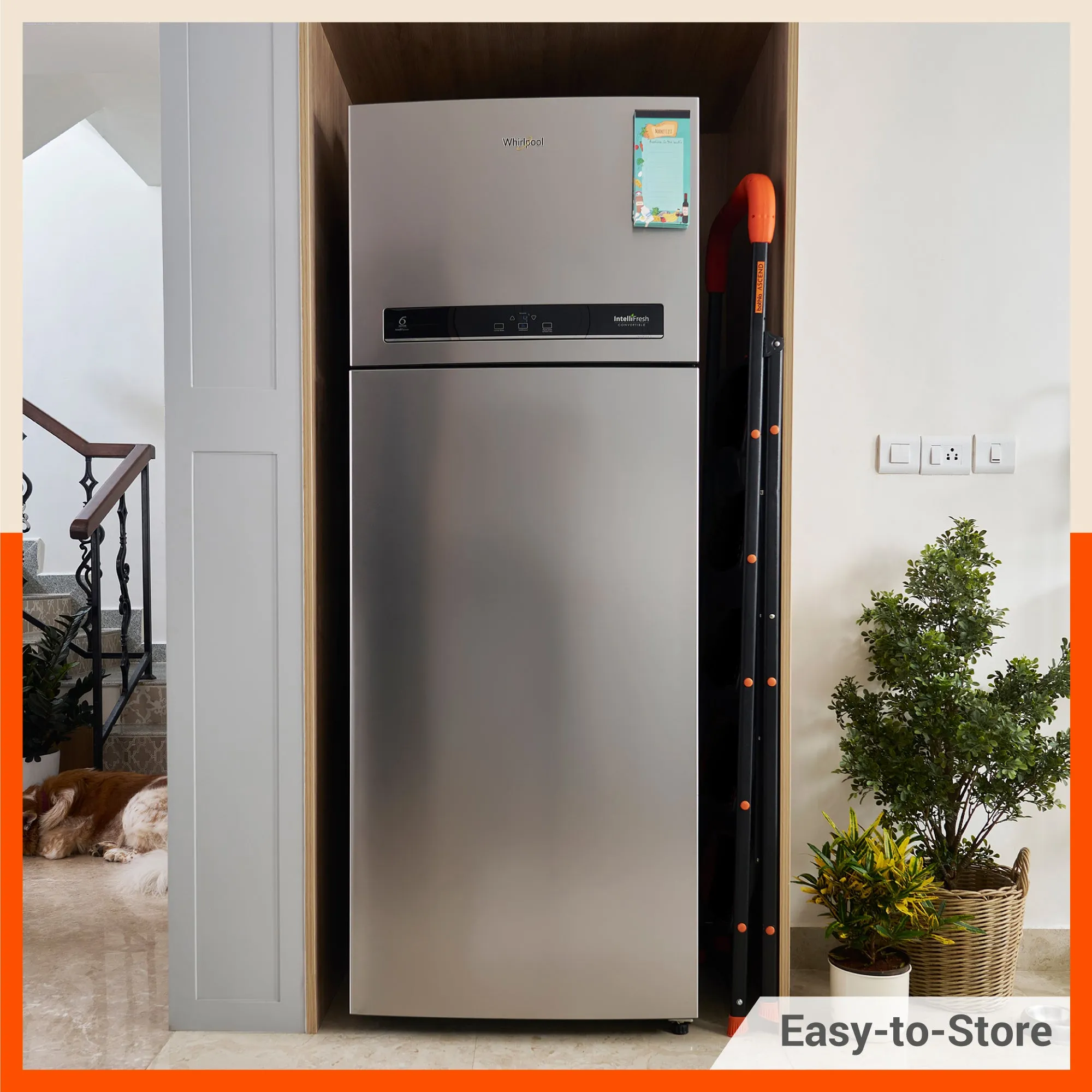 Bathla Ascend 3 Step Heavy Duty Steel Ladder for Home - Orange & Black