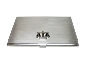 Black and Silver Toned Scale of Justice Business Card Holder