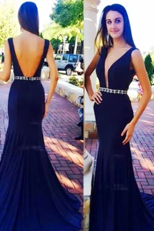 Blue Mermaid Prom Dresses,Floor Length Prom Dress,Evening Dress