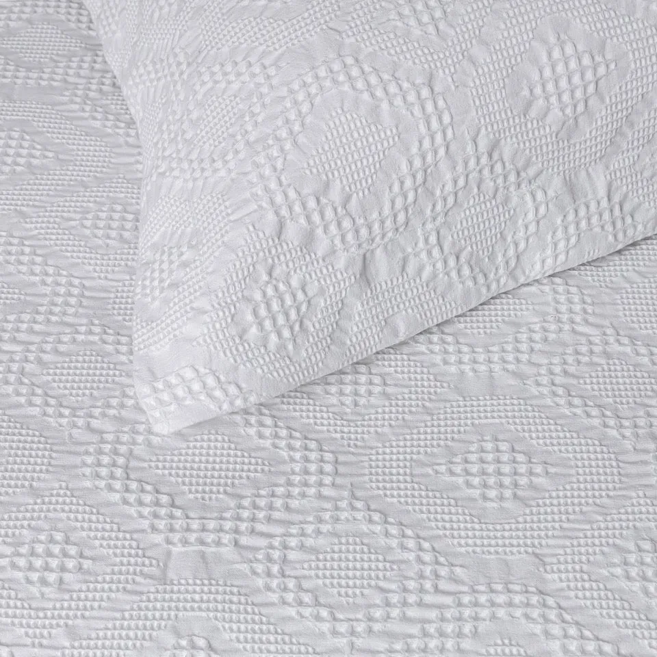 Brittany Jacquard Lace Duvet Cover Set - White