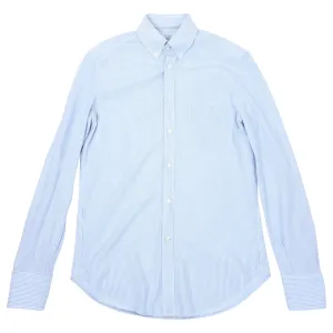 Brunello Cucinelli Blue and White Striped Button Down Oxford - L