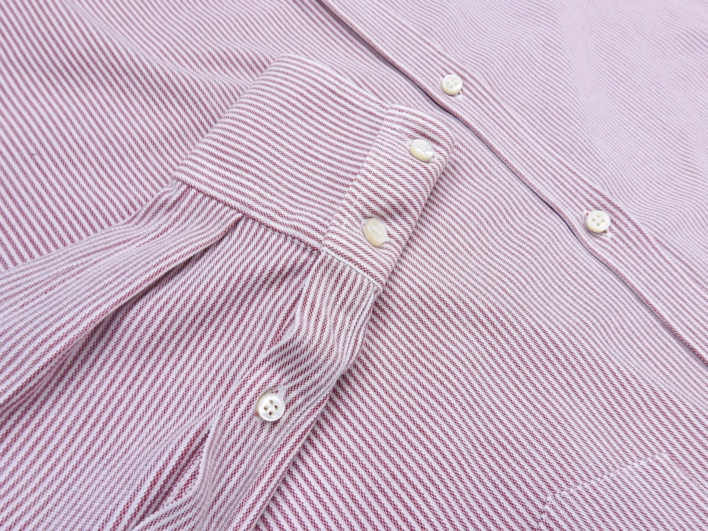 Brunello Cucinelli Red and White Striped Button Down Oxford - L