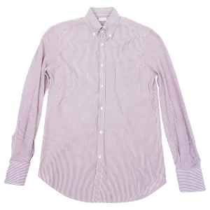 Brunello Cucinelli Red and White Striped Button Down Oxford - L